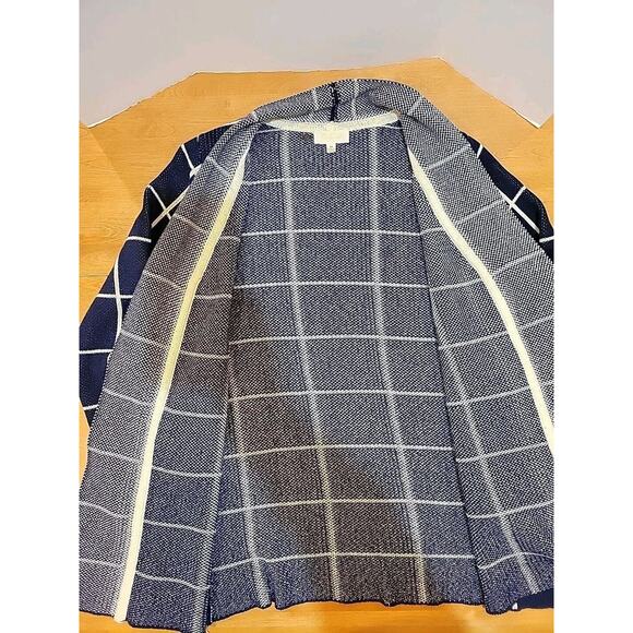 ModCloth Simply Snuggly Navy And White Plaid Open Cardigan Women’s Size M - Picture 4 of 8